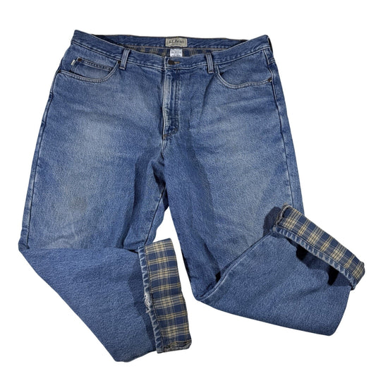 L.L. Bean Classic Fit Flannel Lined Jeans Men’s 42x29 Blue Denim