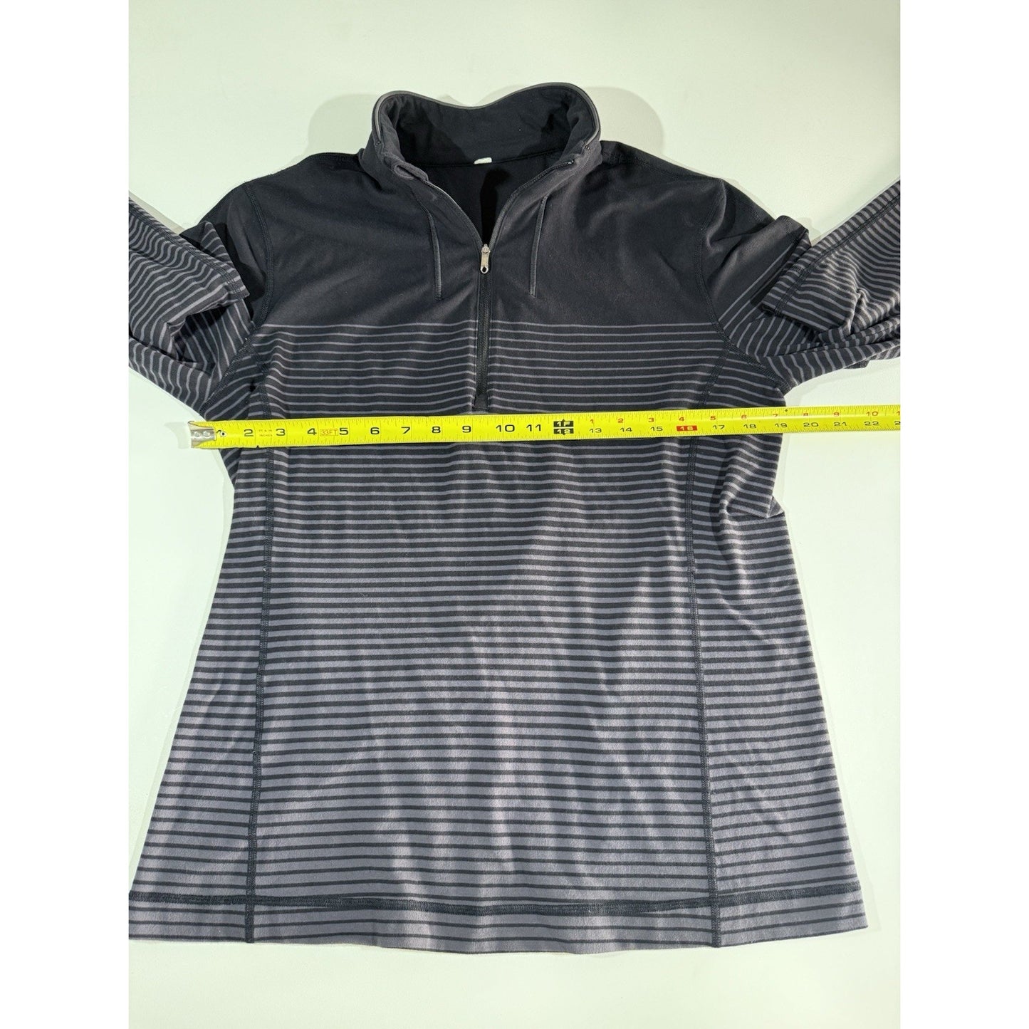 Lululemon Sweat Session 1/2 Zip Mens Large Black Gray Ombré Stripes Performance