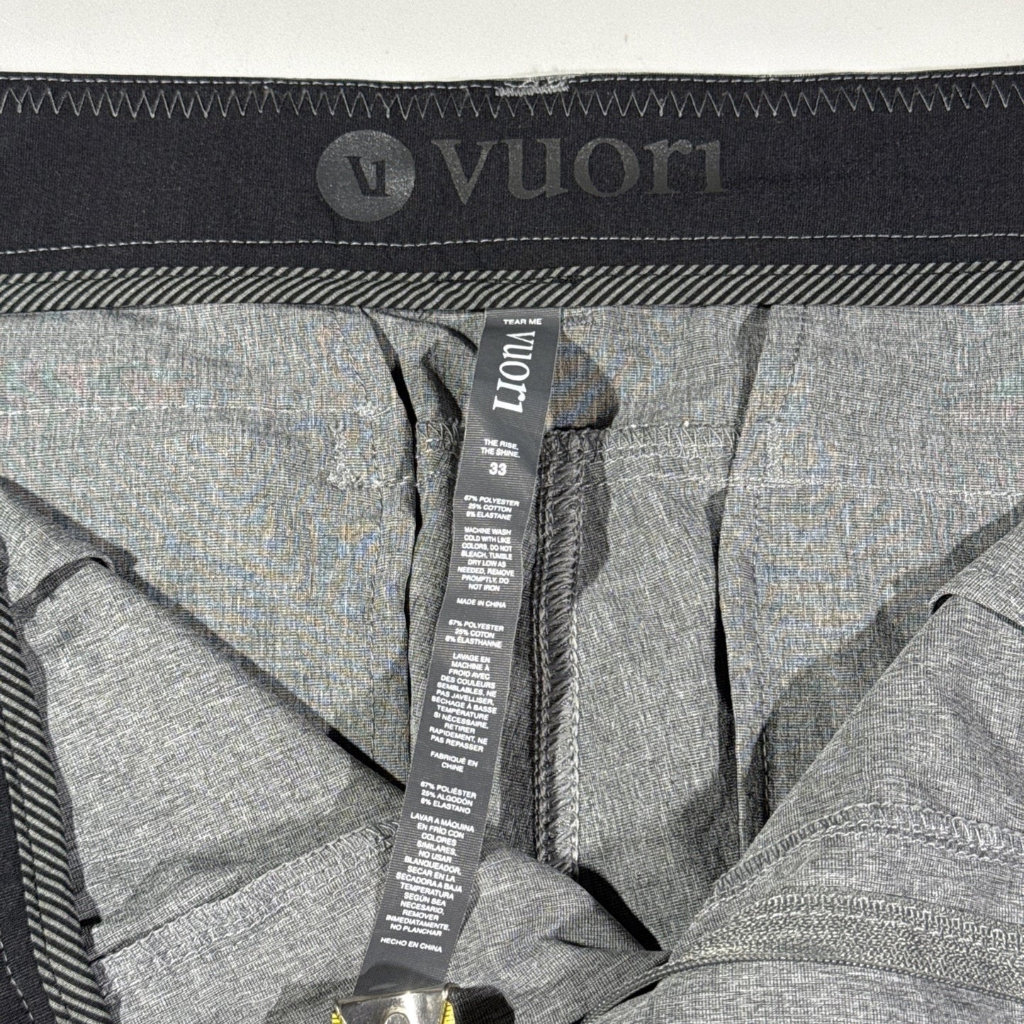 Vuori Aim Performance Chino Shorts Men Size 33 Lt Gray Stretch Sport Golf V368