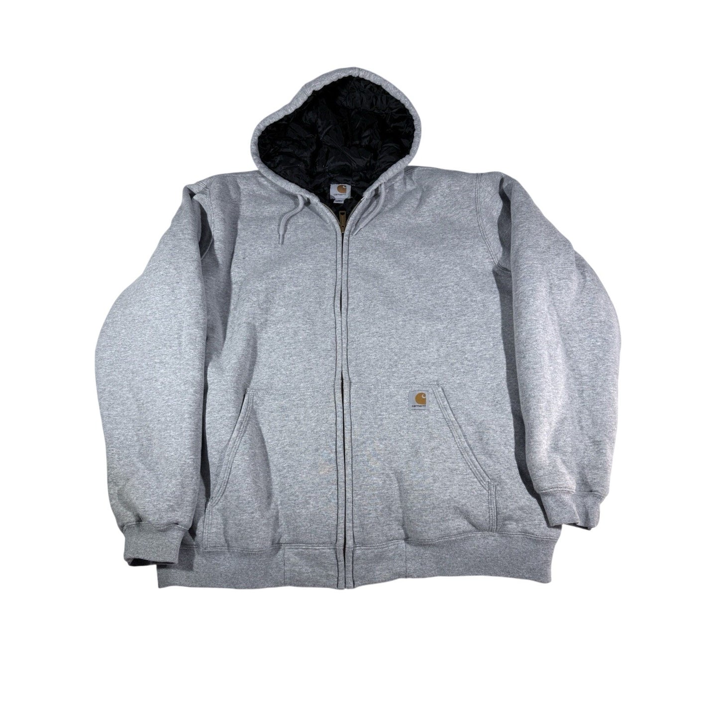 Carhartt Hoodie Mens XL Full Zip Workwear Grunge Y2K Grey Jacket Sweatshirt