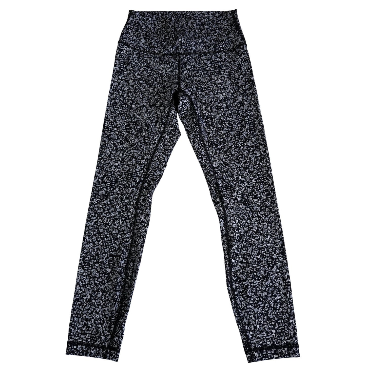 Lululemon Wunder Under Leggings in Daisy Dust Print Black White Size 6 women's