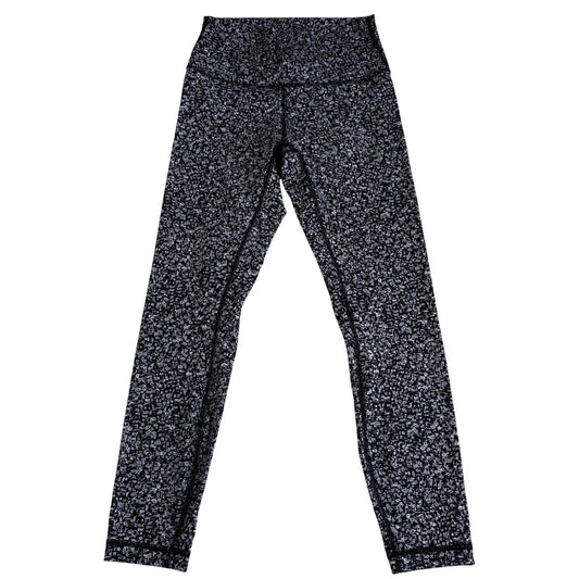 Lululemon Wunder Under Leggings in Daisy Dust Print Black White Size 6 women's