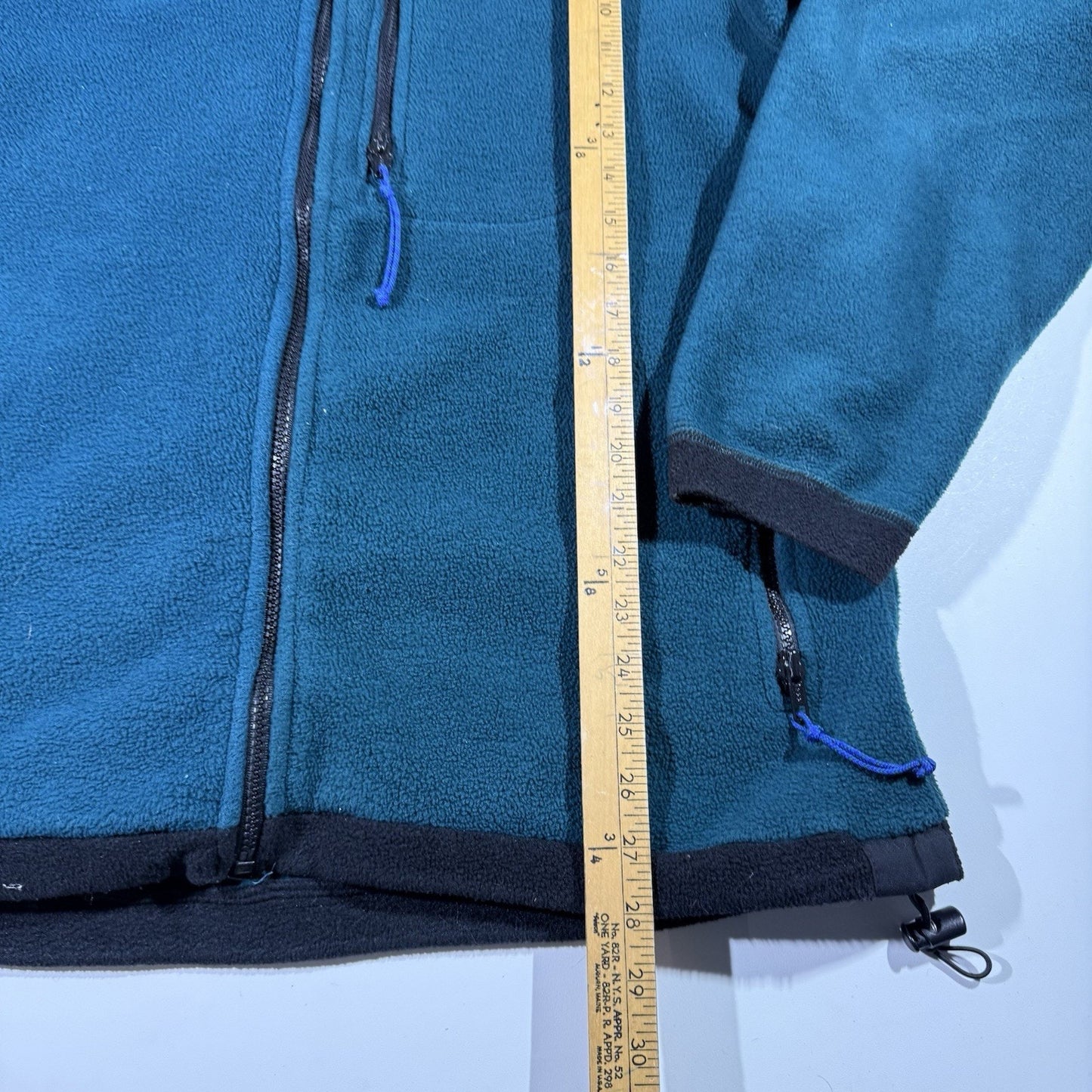 Vintage REI Polartec 200 Fleece Jacket Large Teal Gray 90s Full Zip Nylon Yoke
