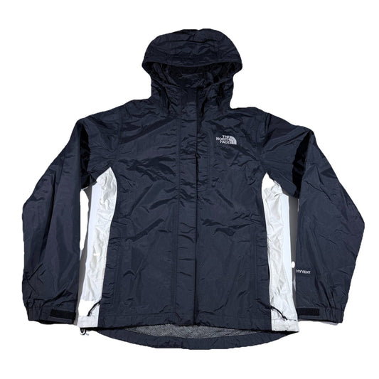 The North Face HyVent Rain Jacket Women XS Black White Hooded Waterproof Venture