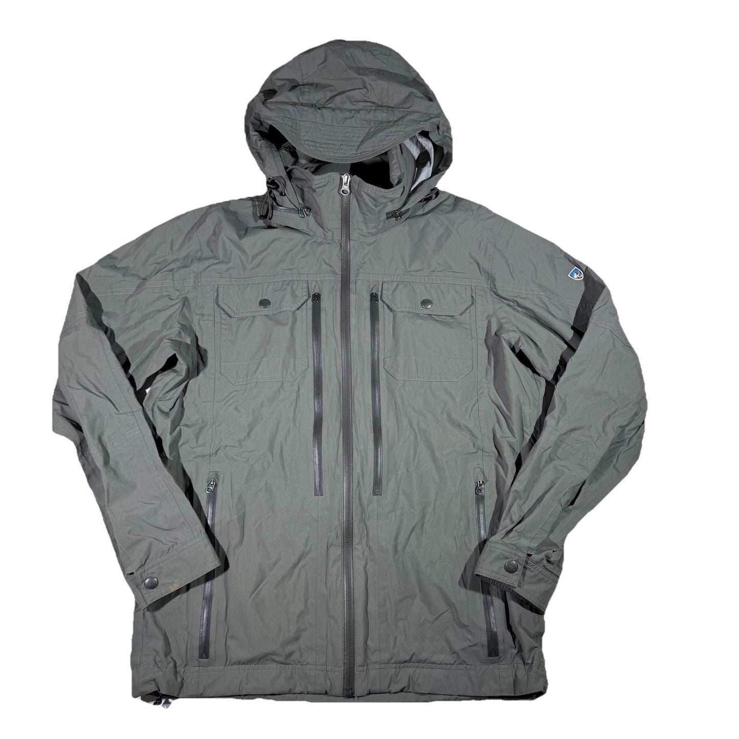 KUHL Saboteur Jacket Men’s Medium Gray Softshell Hooded Water-Resistant