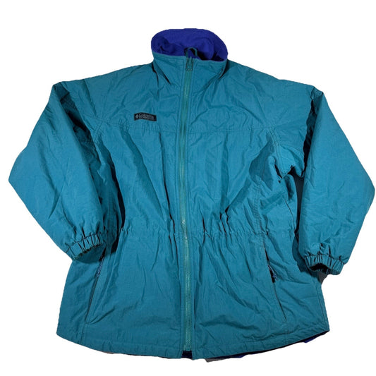 Vintage Columbia Women’s Jacket L Teal Purple Fleece Lined 90s Ski Coat Retro