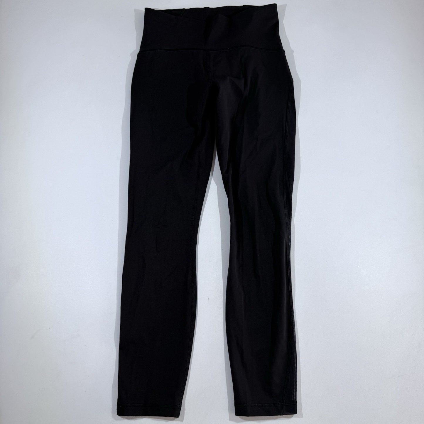 Lululemon Women’s High Rise Leggings Size 6 Black Mesh Panel Running Yoga Pants