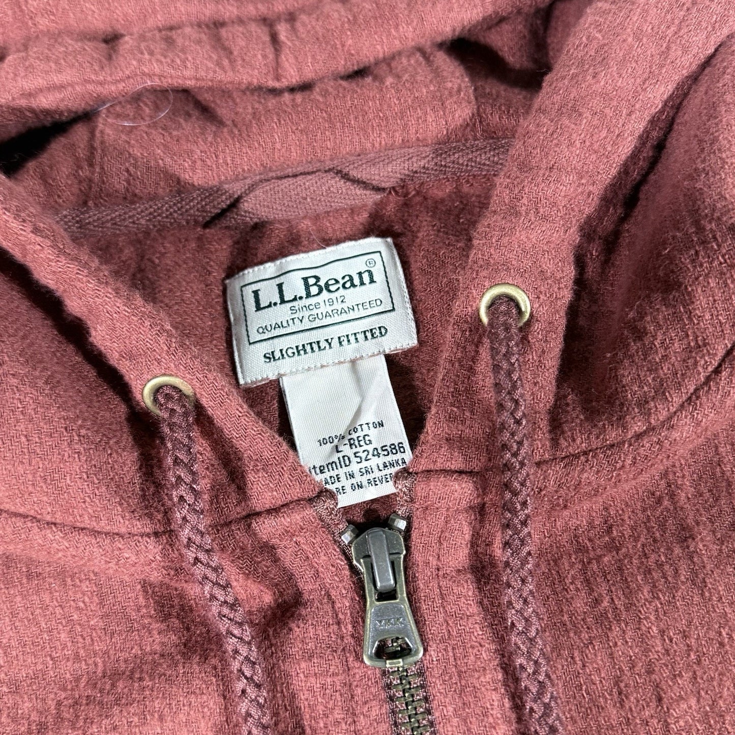 LL Bean Jacket Mens L Orange Full Zip Slightly Fitted Performance Hooded Shirt