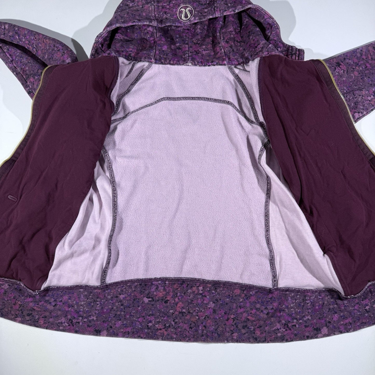 RARE Lululemon Scuba Hoodie II Women’s 12 Purple Floral Spritz Print Zip Jacket