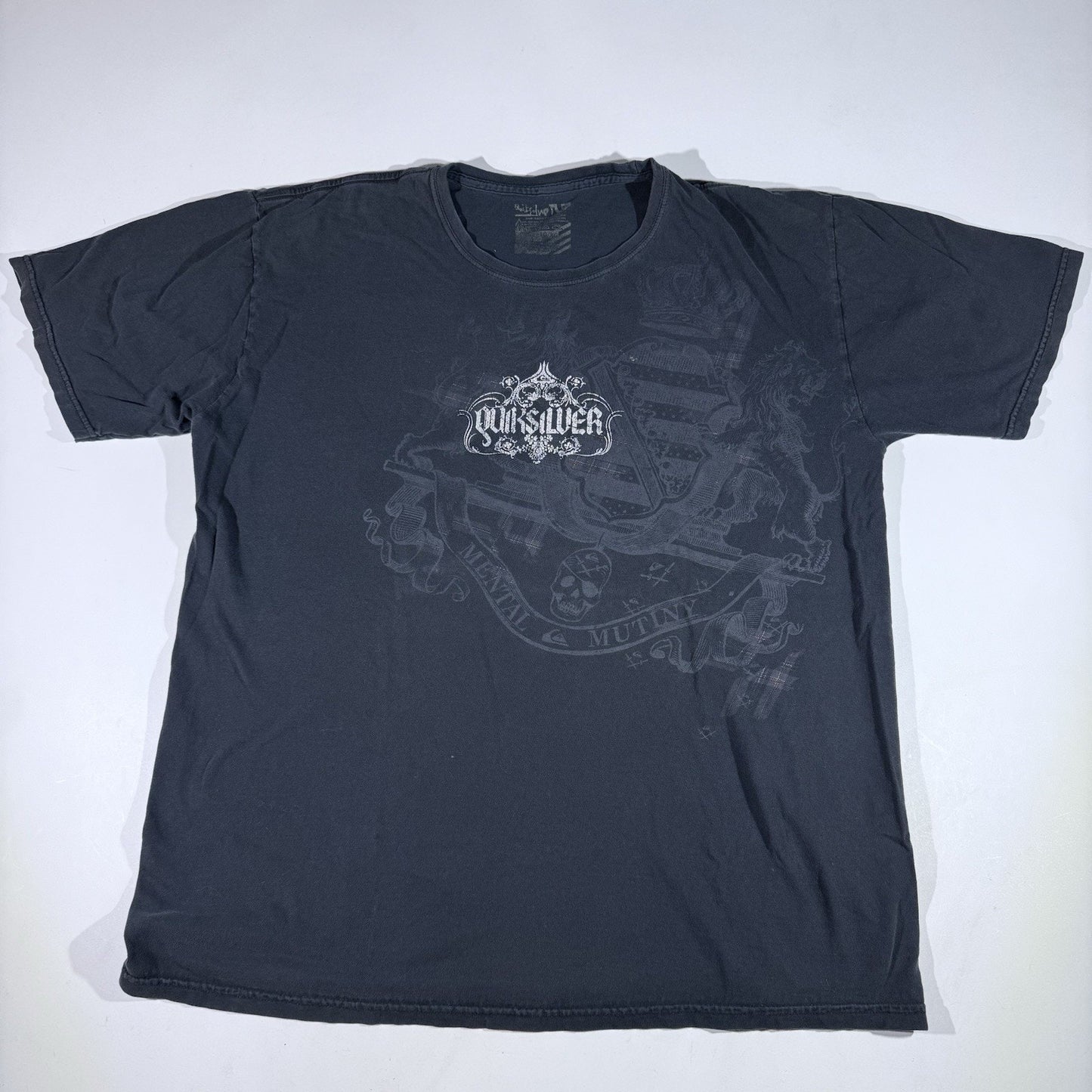 Vintage Y2K Quicksilver Spellout Shirt Size XLarge Black Skate Surf VTG