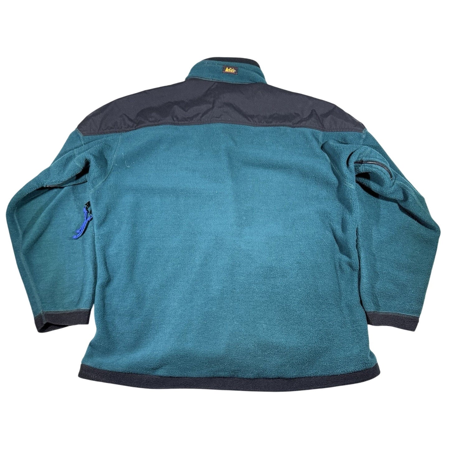 Vintage REI Polartec 200 Fleece Jacket Large Teal Gray 90s Full Zip Nylon Yoke