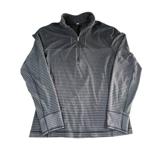 Lululemon Sweat Session 1/2 Zip Mens Large Black Gray Ombré Stripes Performance