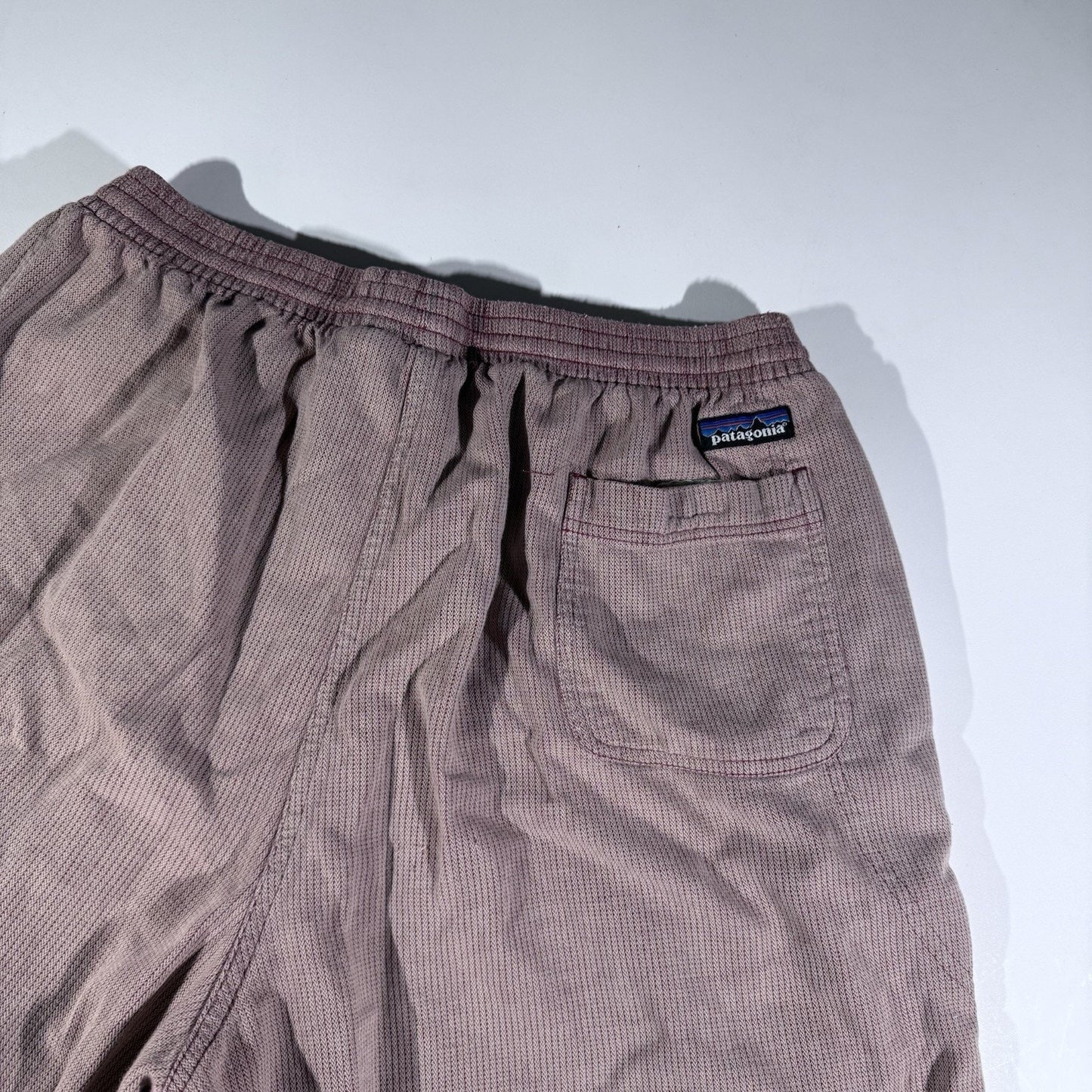 Vintage Patagonia Men’s Large Waffle Weave Cotton Shorts USA Made Mauve Red