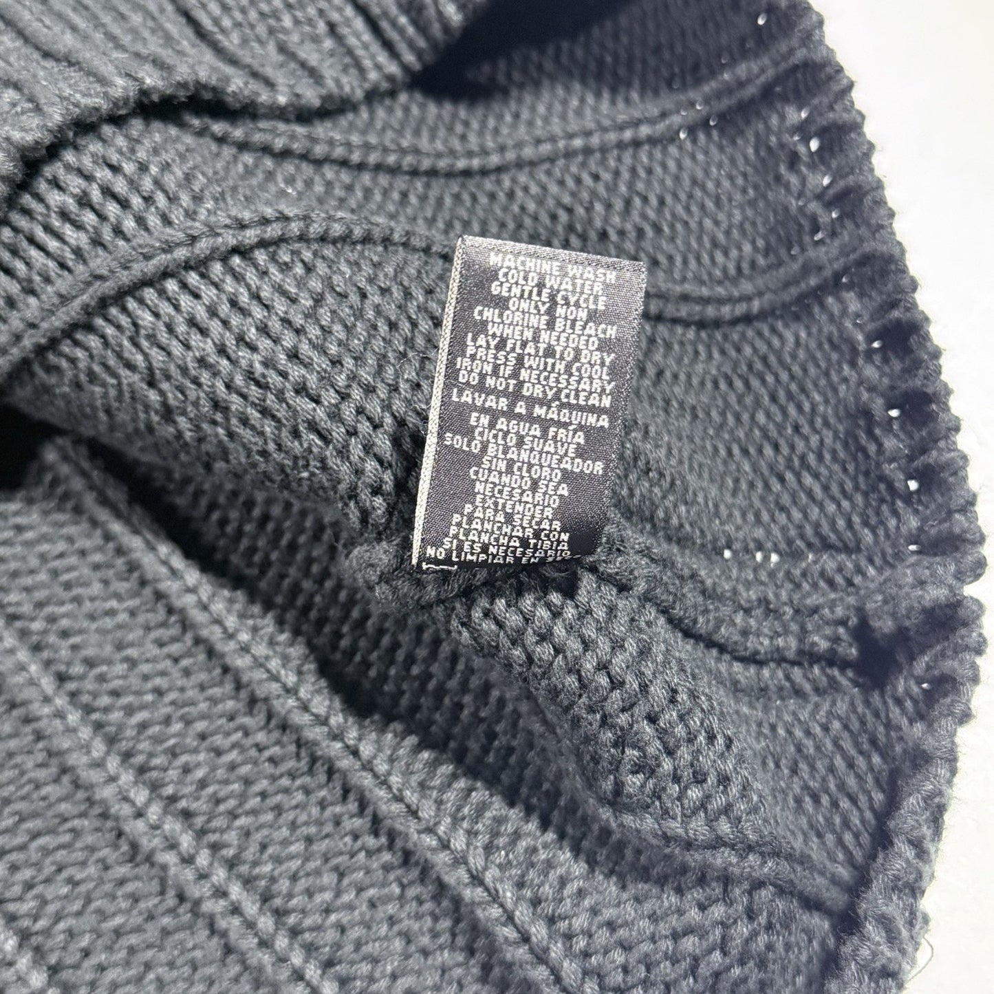 Ralph Lauren Polo Jeans Co Ribbed Mock Neck Sweater XL Black 100% Cotton VTG