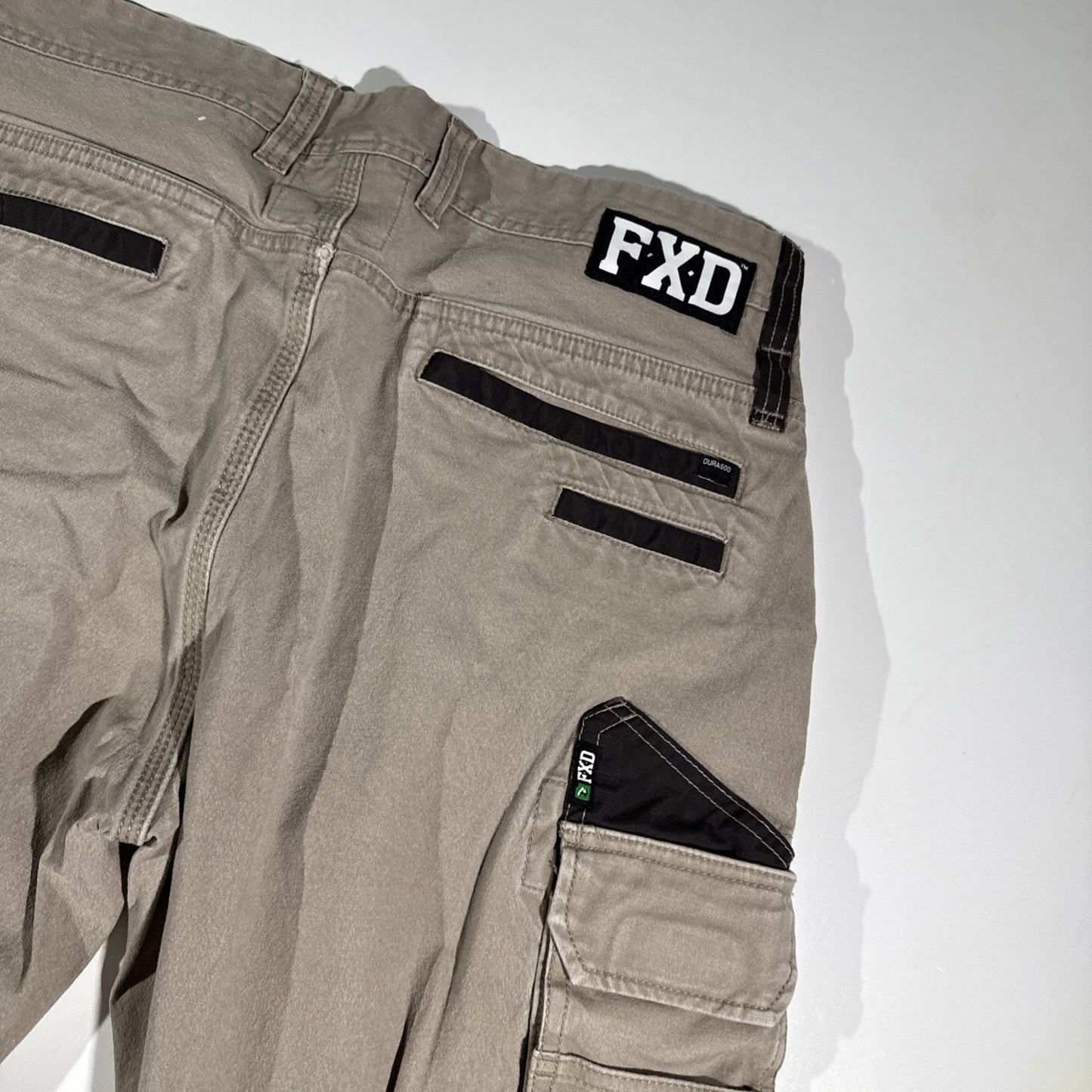 FXD Men's Cargo Tan Beige Work Pants WP4 34x30 Tradie Elastic Cuff Pockets