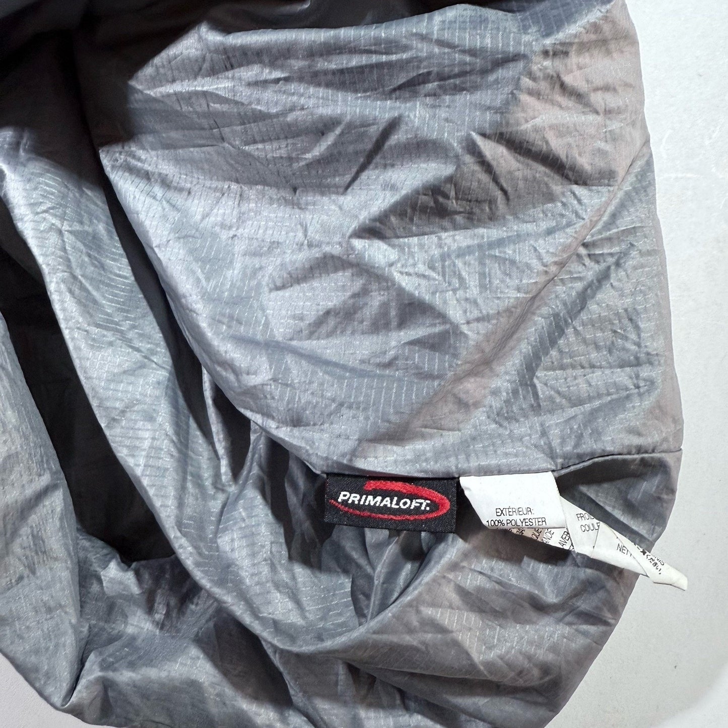 LLBean Men’s Primaloft Hooded Parkway Puffer Navy Gray Jacket Size Large MINTY