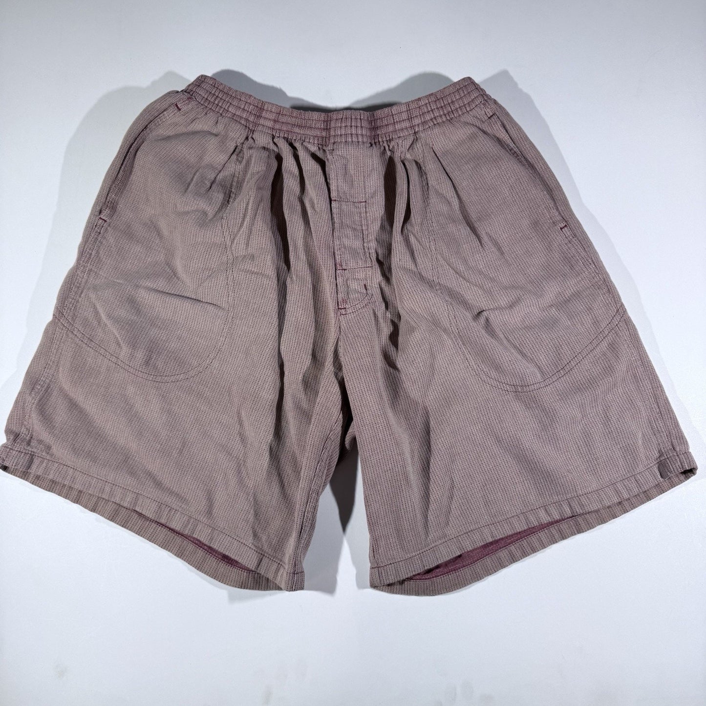 Vintage Patagonia Men’s Large Waffle Weave Cotton Shorts USA Made Mauve Red
