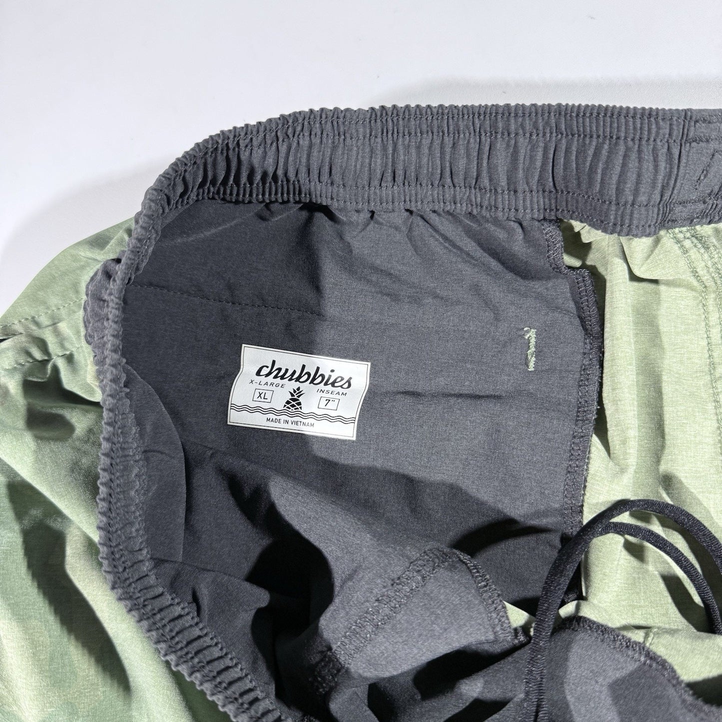 Chubbies Shorts Green Tiger Camo 7" Inseam Drawstring Hybrid Stretch Men’s XL