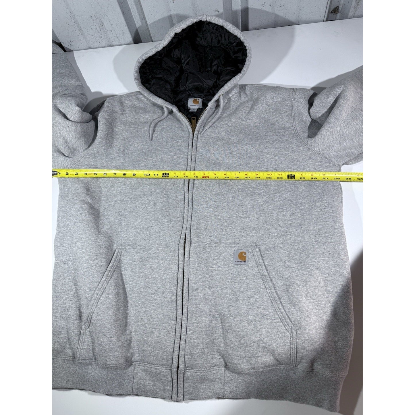 Carhartt Hoodie Mens XL Full Zip Workwear Grunge Y2K Grey Jacket Sweatshirt
