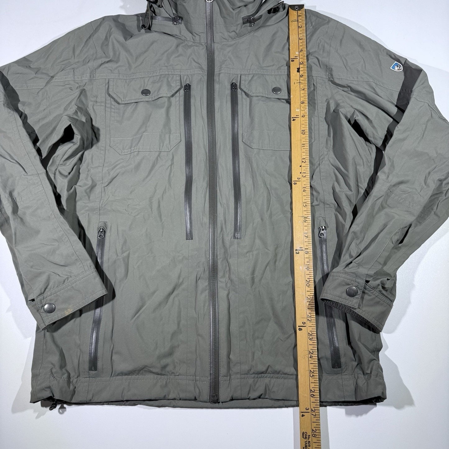 KUHL Saboteur Jacket Men’s Medium Gray Softshell Hooded Water-Resistant