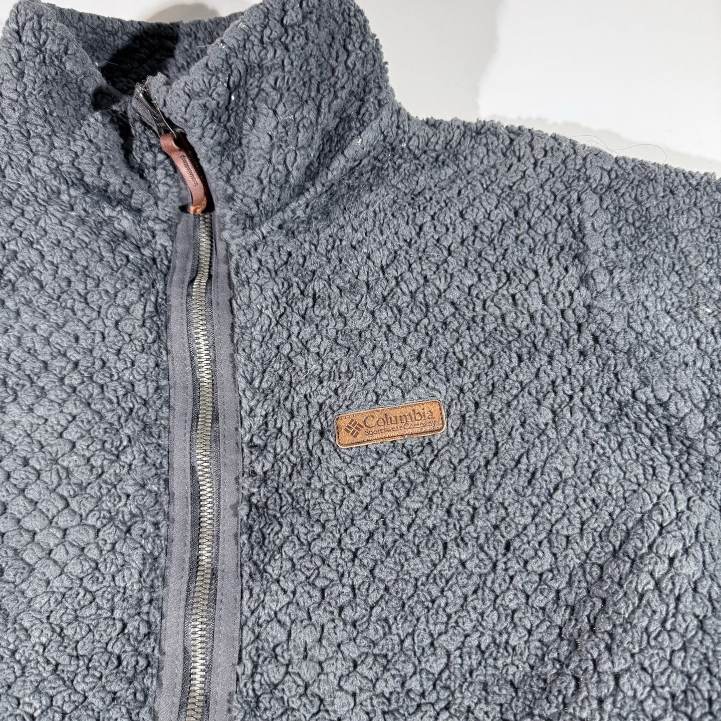 Columbia Fireside Plush Sherpa Fleece Jacket Women’s Large Gray Full Zip Soft