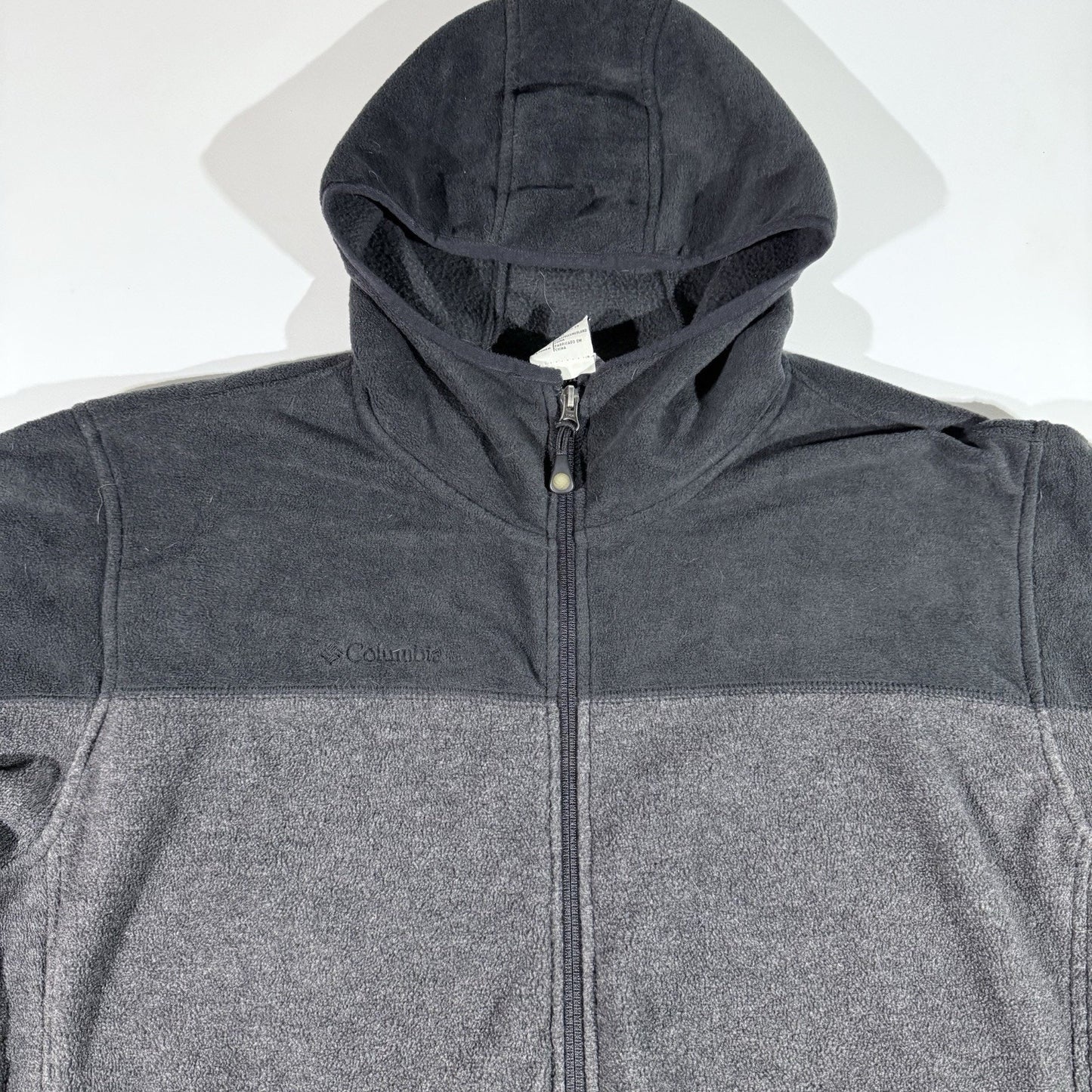 Columbia Men’s Fleece Hoodie Jacket XL Full Zip Gray Black Warm Softshell