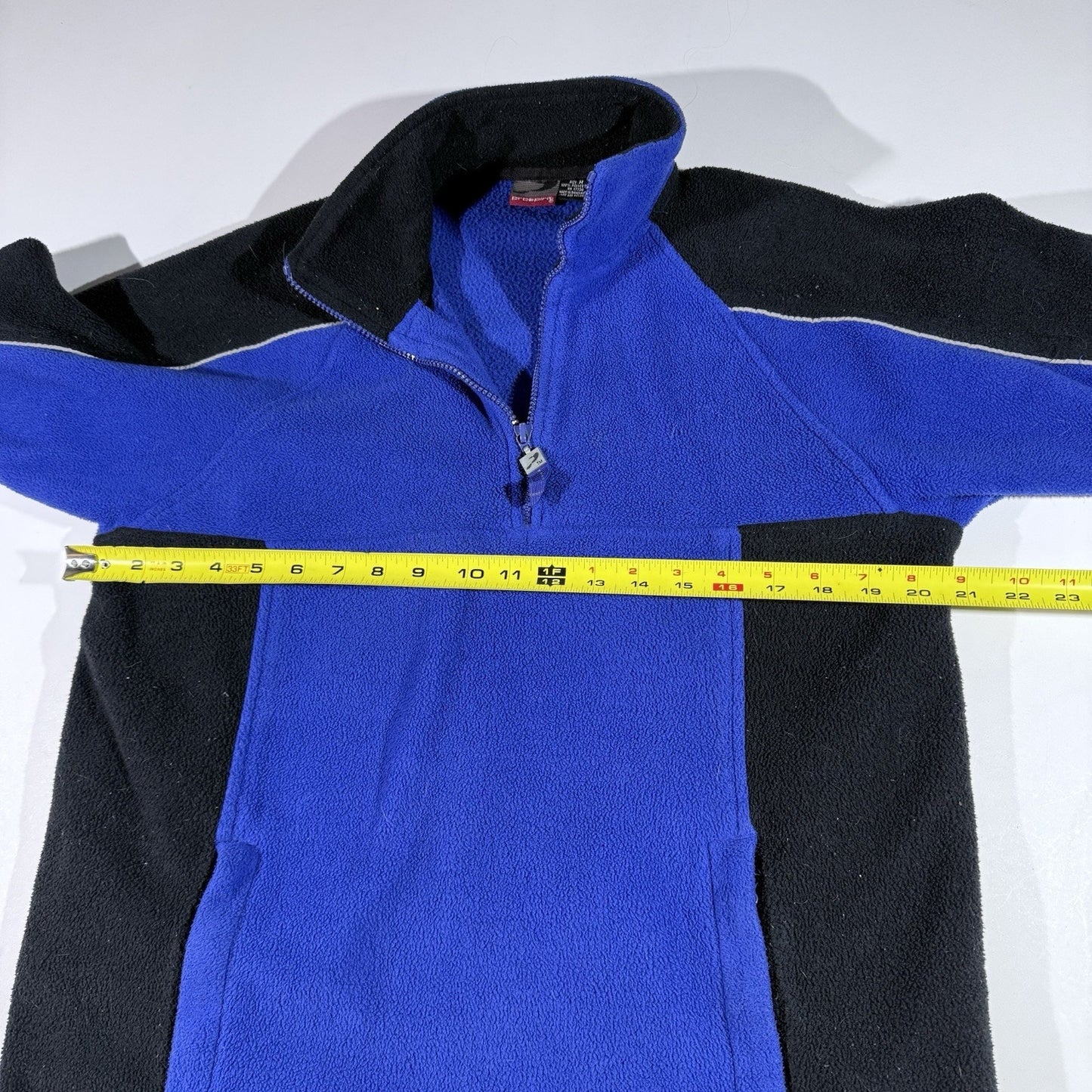 ProSpirit Y2K Fleece Pullover Men’s Medium 1/4 Zip Blue Black Vintage 90s Jacket