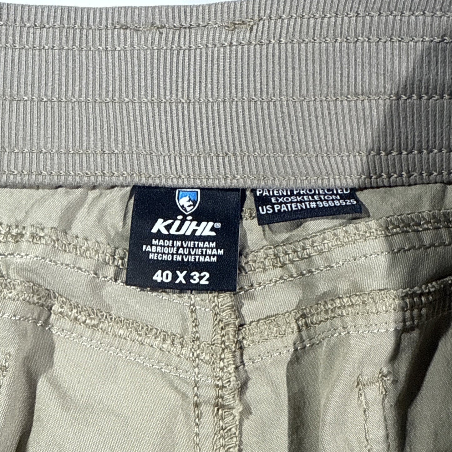 Kuhl Free Radikl Pants Mens 40/32 Tan Elastic Waist Outdoor Hiking Performance