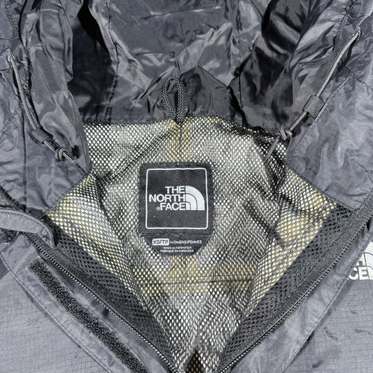 The North Face HyVent Rain Jacket Women XS Black White Hooded Waterproof Venture