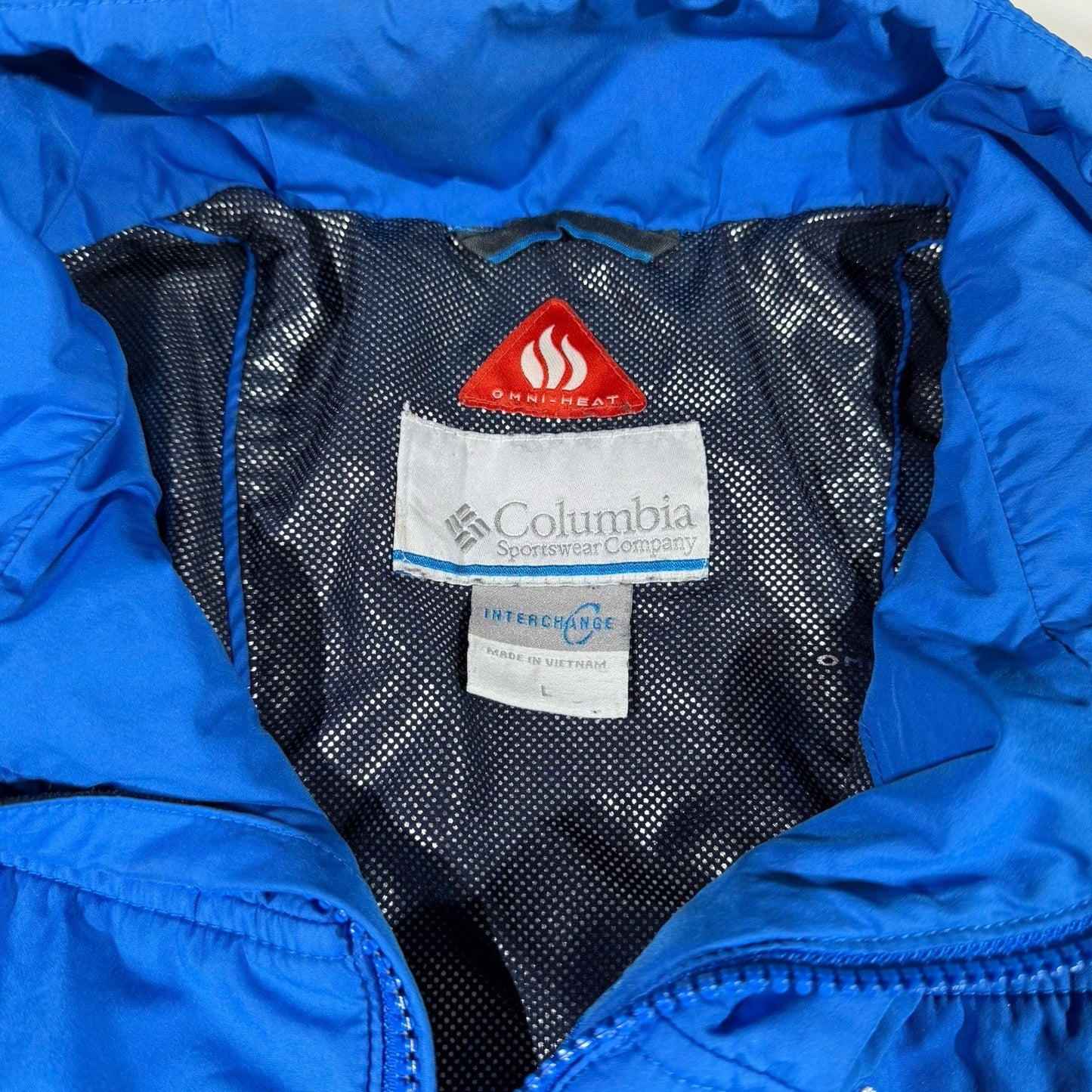 Columbia Omni-Heat Insulated Puffer Jacket Men’s Large Blue Full Zip Winter Coat