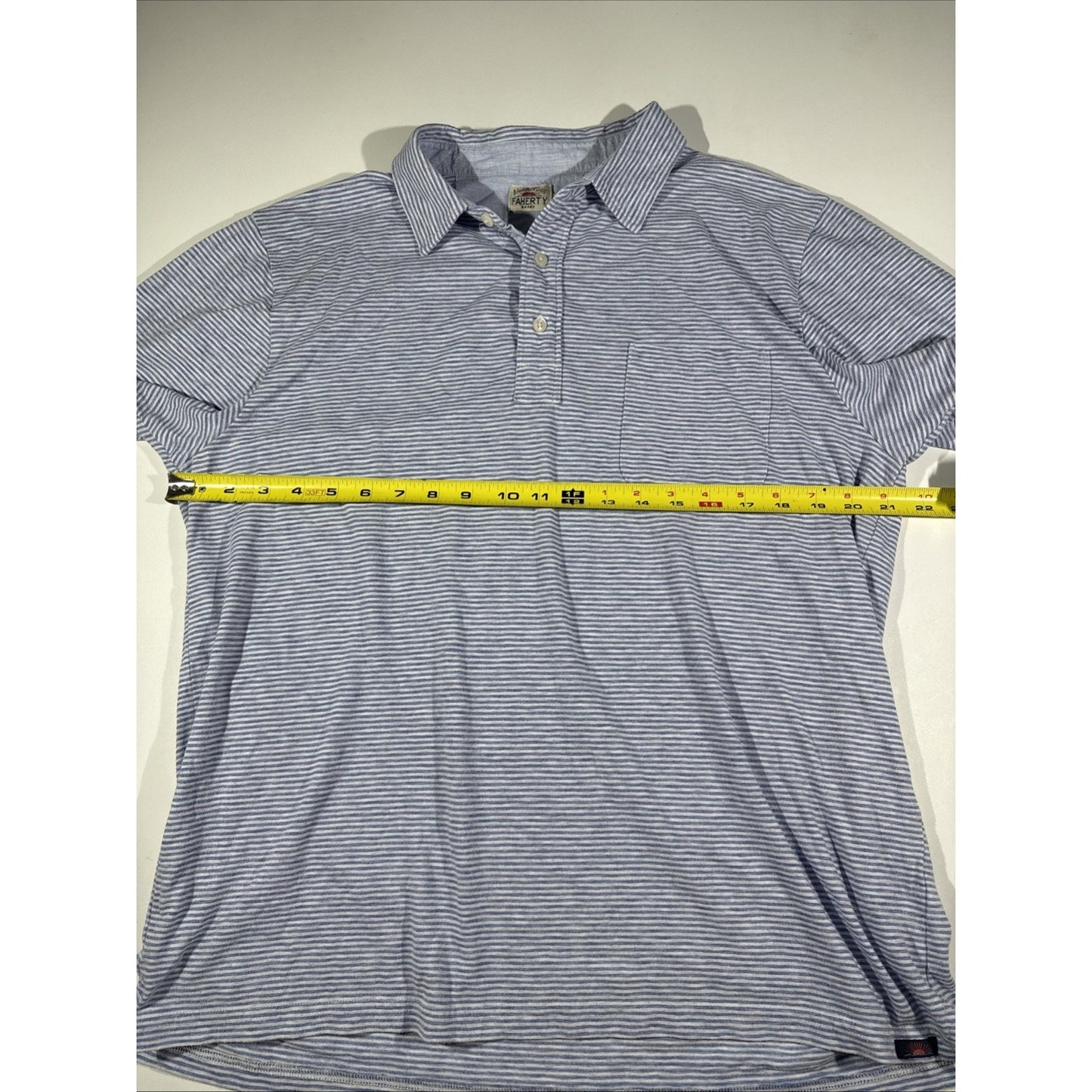 Faherty XL Men's Isle Polo Shirt Solid Short Sleeve Shirt Organic Cotton