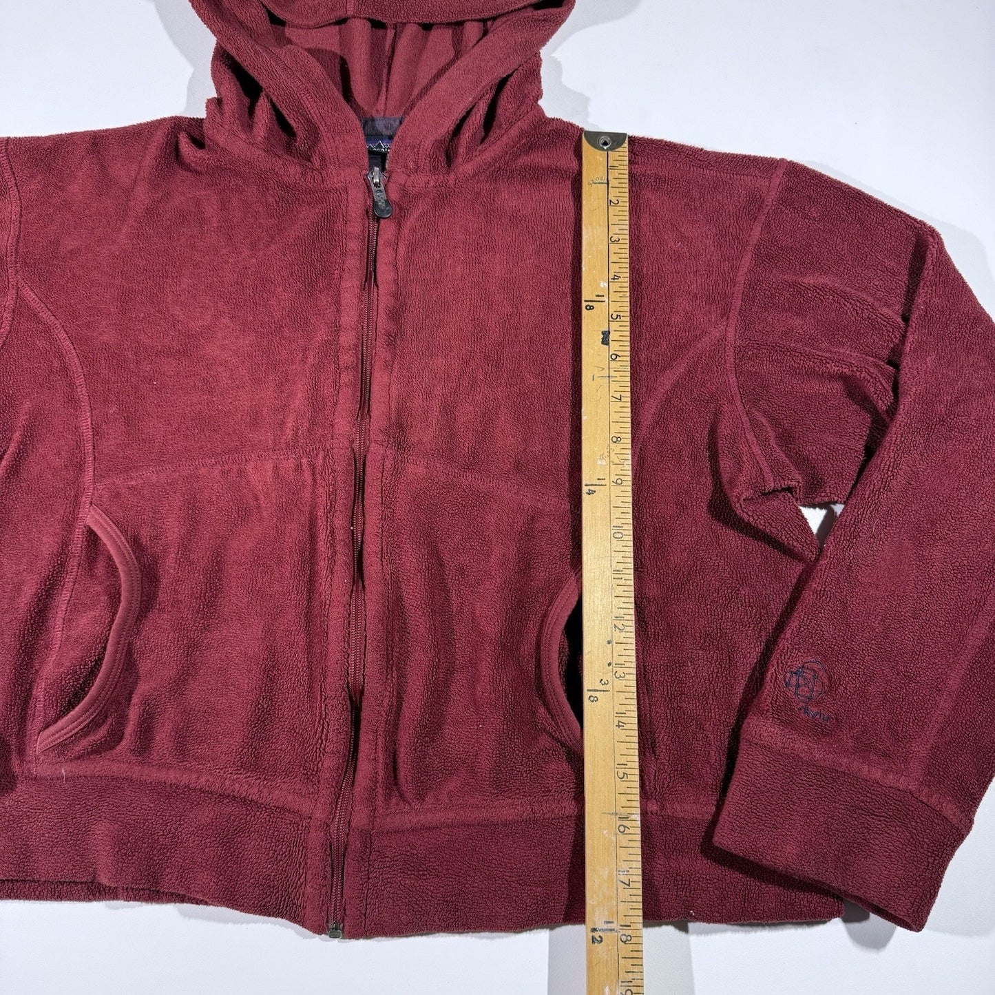 Patagonia Rhythm Fleece Hoodie Womens Medium Red Full Zip Jacket Sweater