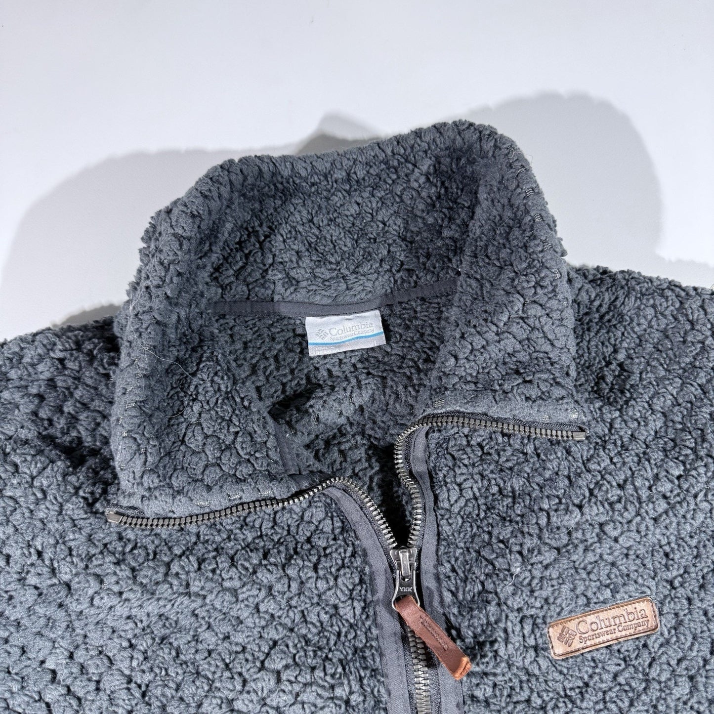 Columbia Fireside Plush Sherpa Fleece Jacket Women’s Large Gray Full Zip Soft