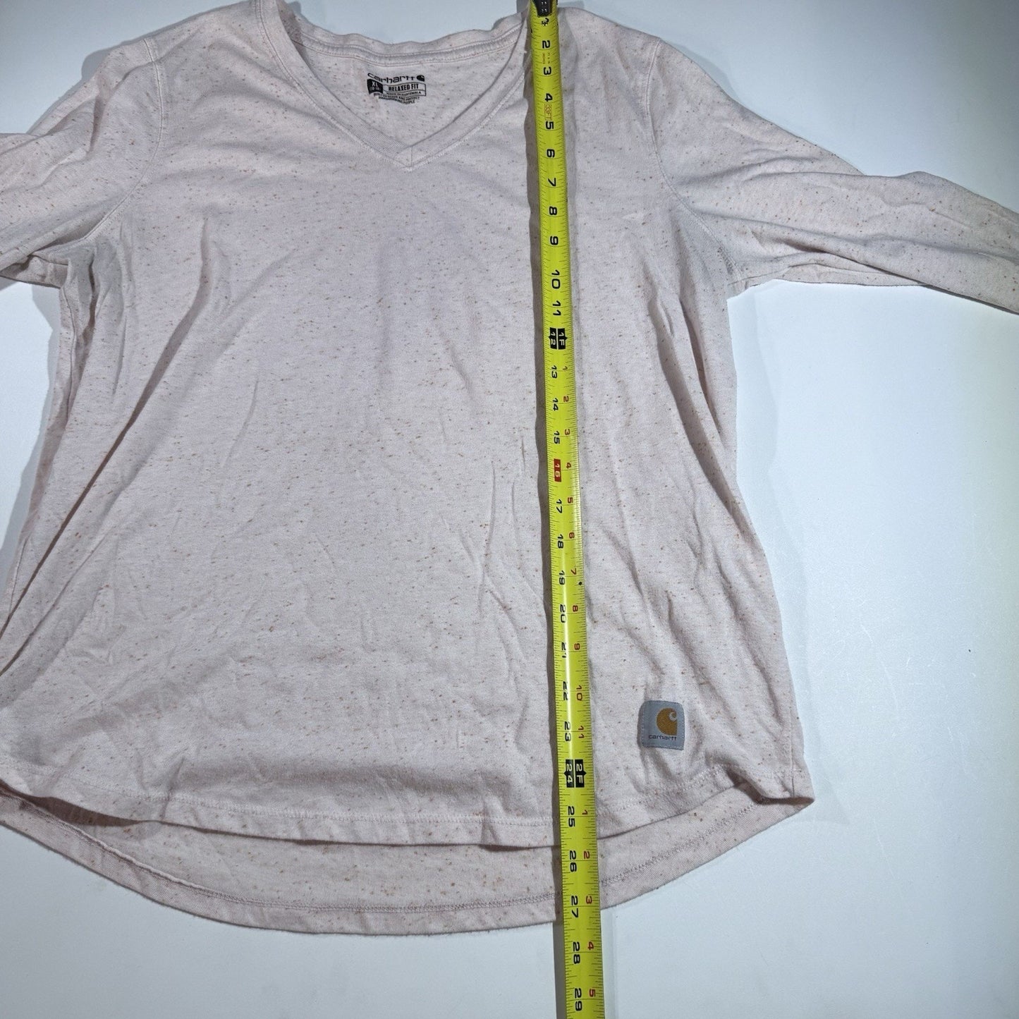 Carhartt Basic V neck Long Sleeves Tee Relaxed Fit Salmon Pink Shirt Size Xl