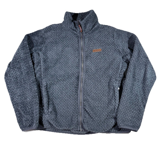 Columbia Fireside Plush Sherpa Fleece Jacket Women’s Large Gray Full Zip Soft