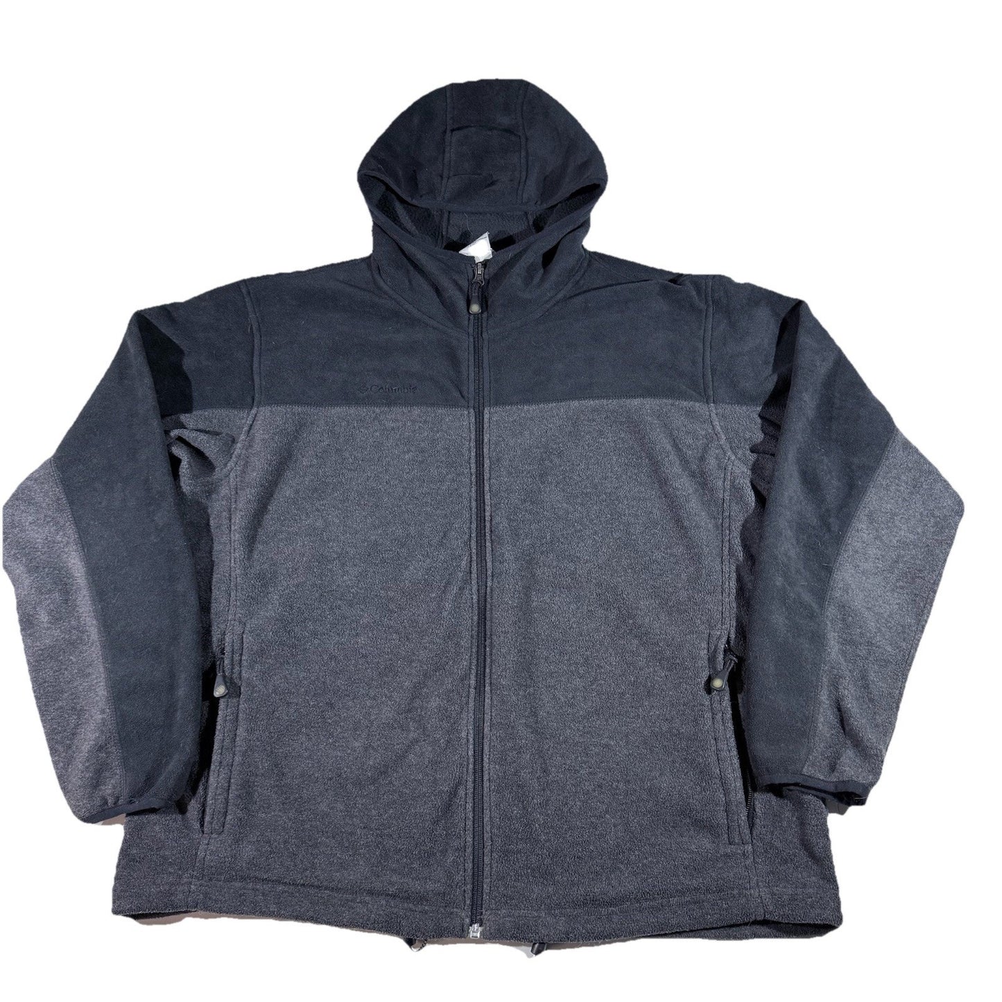 Columbia Men’s Fleece Hoodie Jacket XL Full Zip Gray Black Warm Softshell