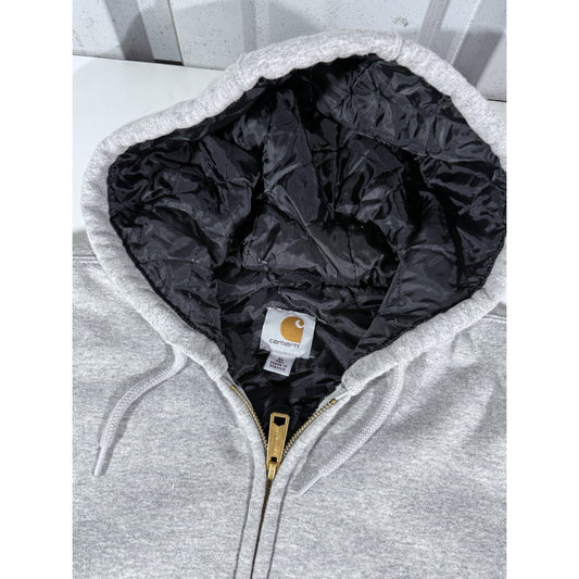 Carhartt Hoodie Mens XL Full Zip Workwear Grunge Y2K Grey Jacket Sweatshirt