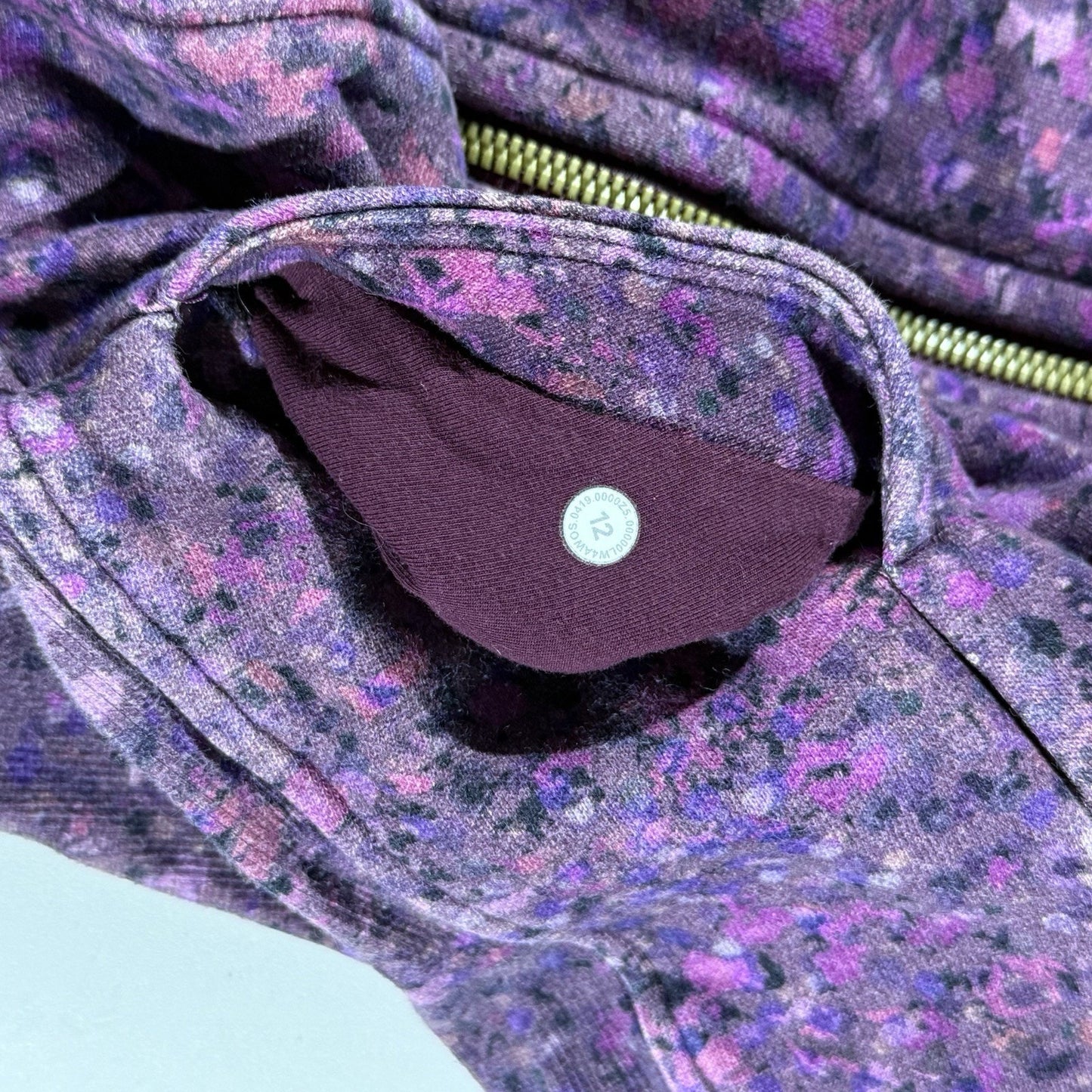 RARE Lululemon Scuba Hoodie II Women’s 12 Purple Floral Spritz Print Zip Jacket