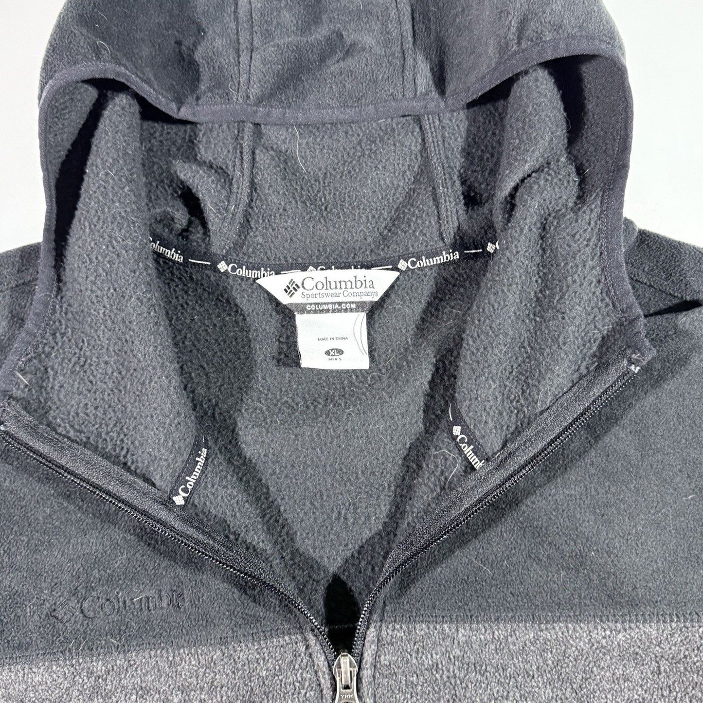 Columbia Men’s Fleece Hoodie Jacket XL Full Zip Gray Black Warm Softshell
