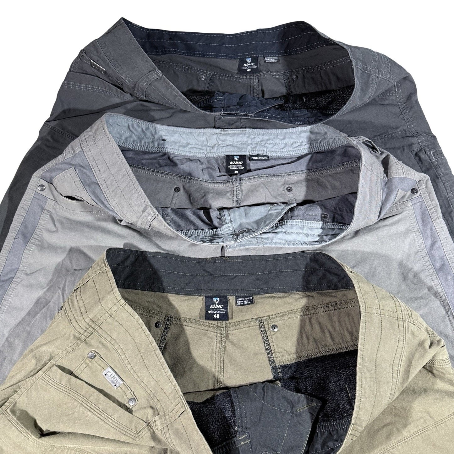 KUHL Men’s Shorts Lot 3 Pair Size 40 Radikl Khaki Gray Dark Gray Outdoor Hiking
