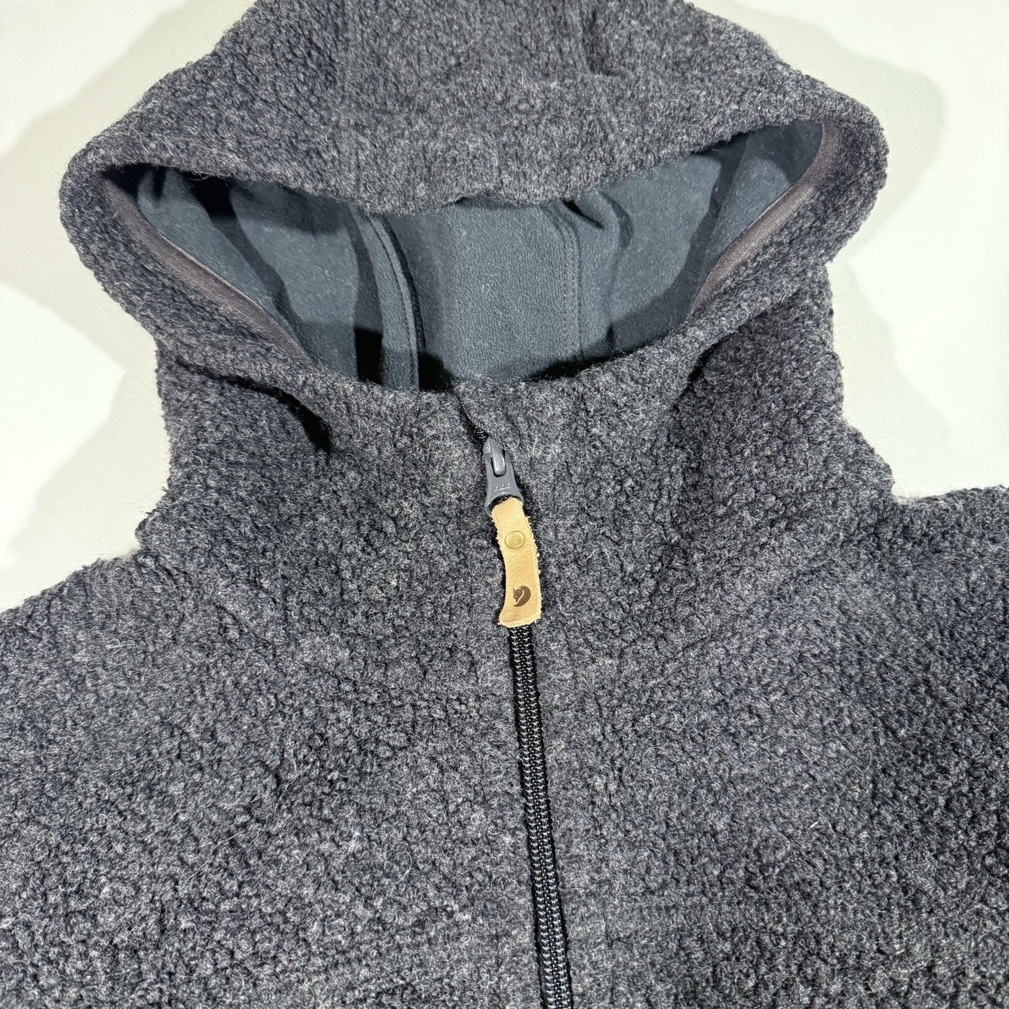 Fjallraven Kaitum Fleece Jacket Women’s Large Green Full Zip Hooded Wool Blend