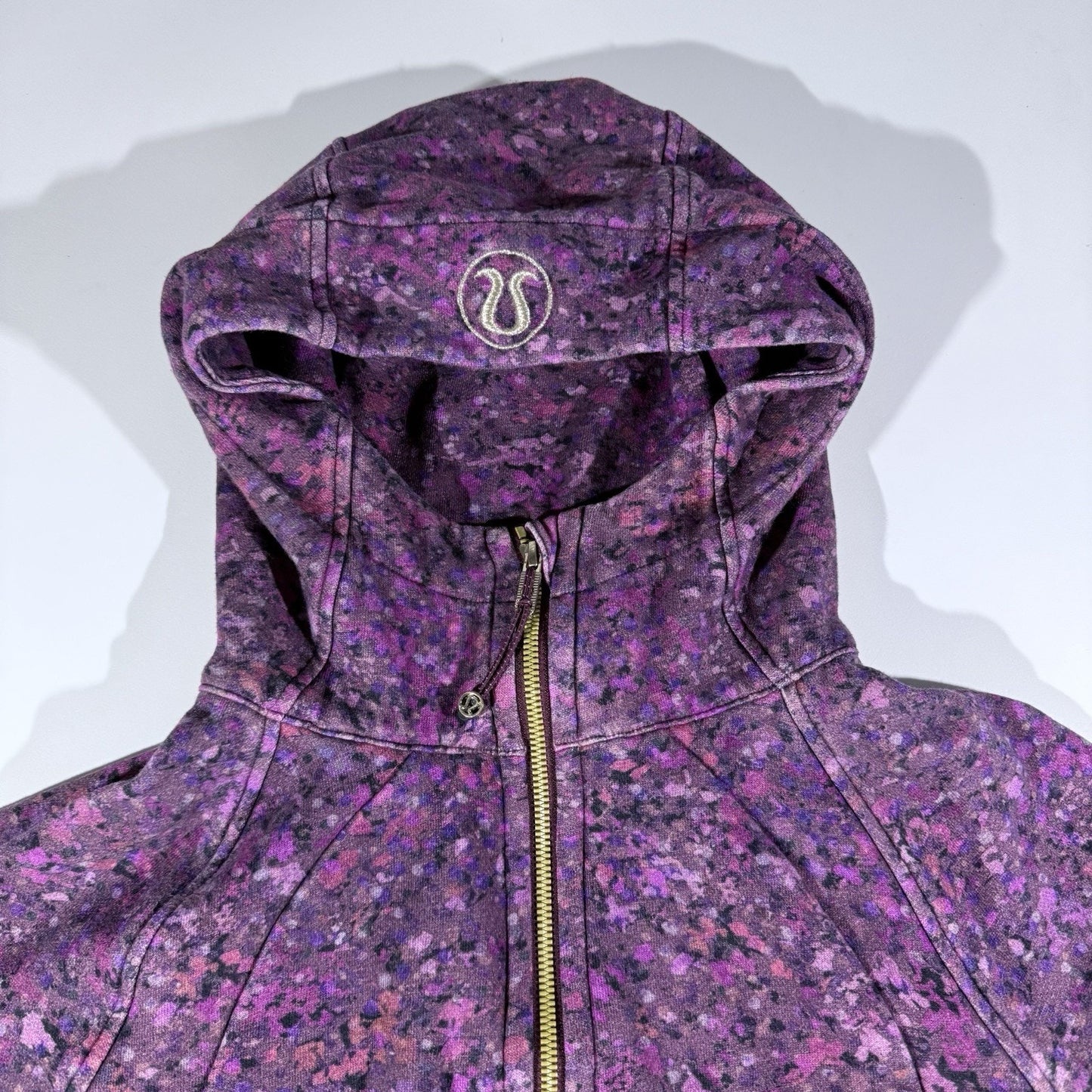 RARE Lululemon Scuba Hoodie II Women’s 12 Purple Floral Spritz Print Zip Jacket