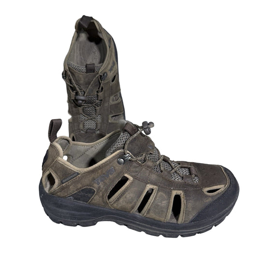 Teva Men’s 7.5 Waterproof Hiking Sandals Brown Leather Outdoor Shoes