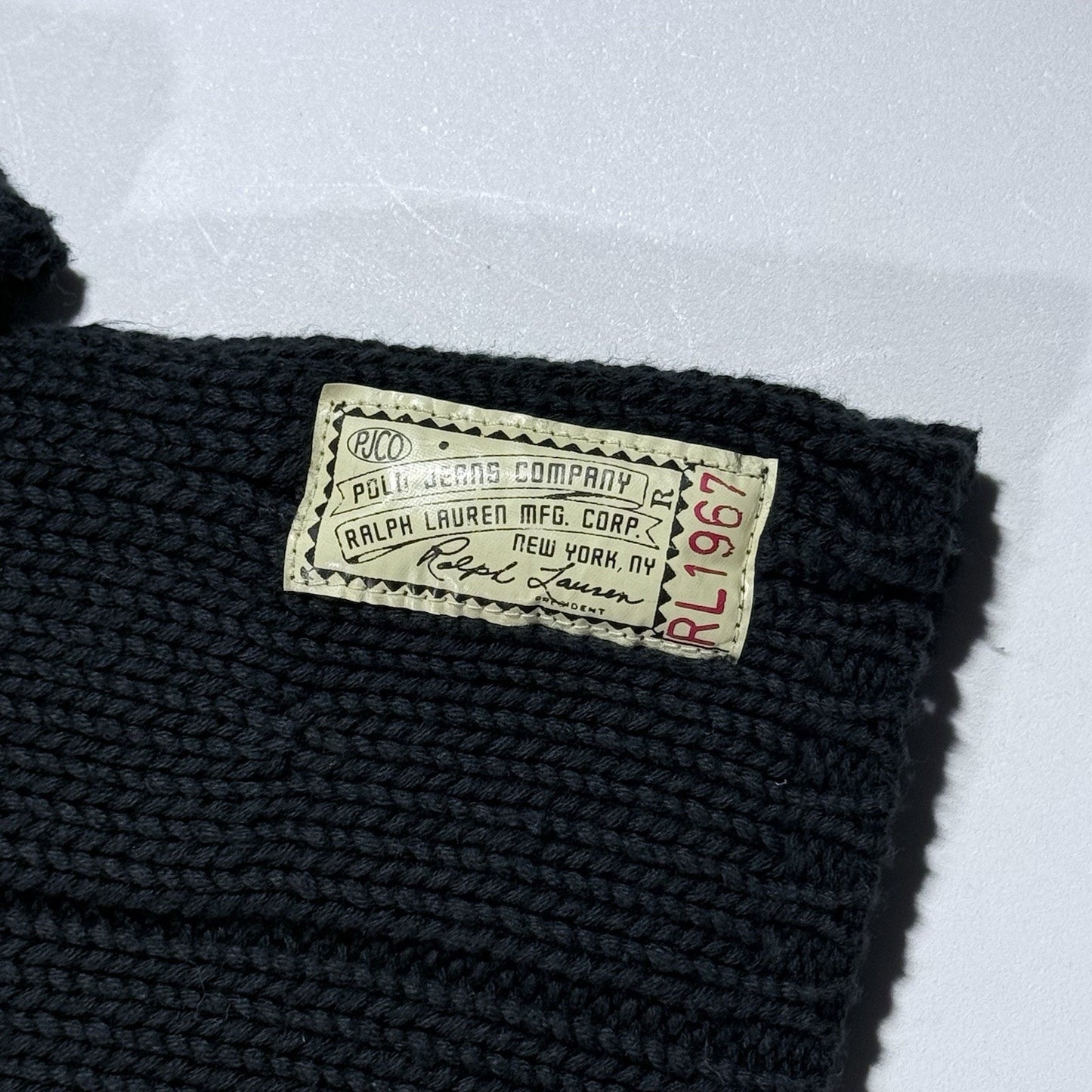 Ralph Lauren Polo Jeans Co Ribbed Mock Neck Sweater XL Black 100% Cotton VTG