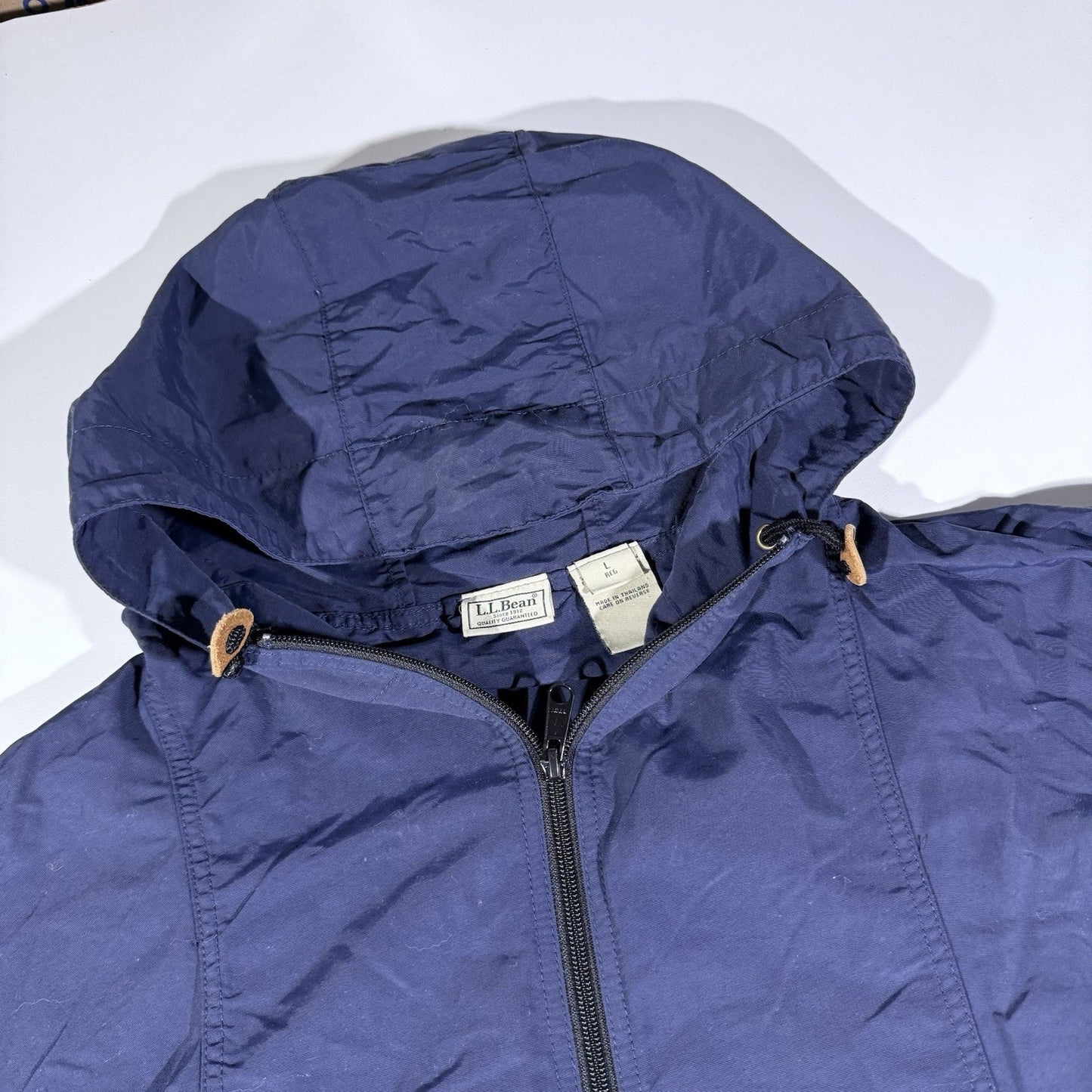 L.L.Bean Stowaway Anorak Windbreaker Jacket Blue Hooded Pullover Men’s L