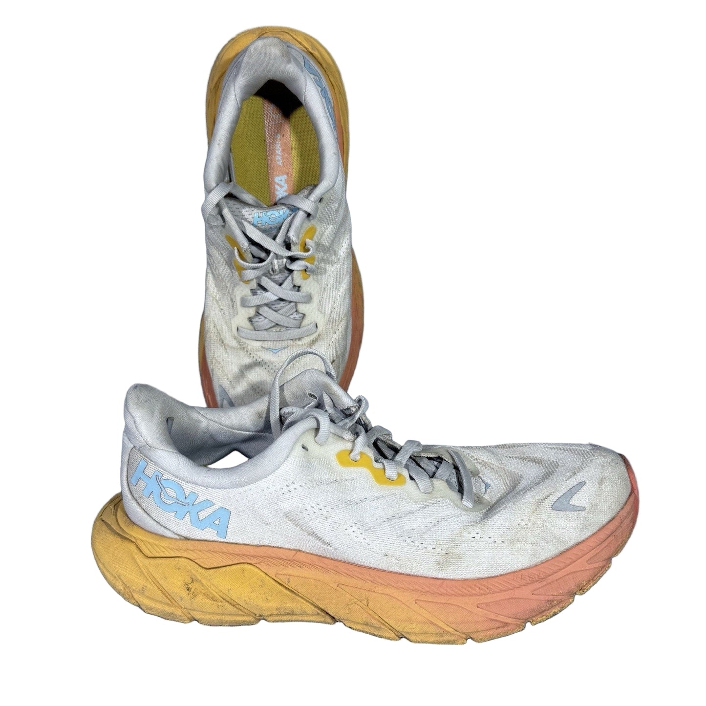 Hoka One One Arahi 6 Women’s Running Shoes Size 7.5B White Orange Yellow