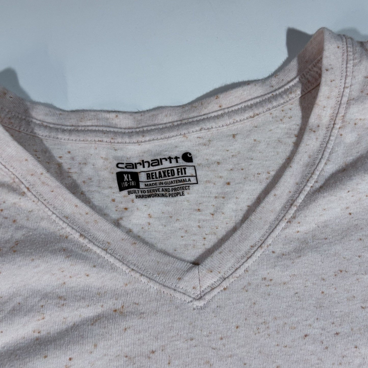 Carhartt Basic V neck Long Sleeves Tee Relaxed Fit Salmon Pink Shirt Size Xl