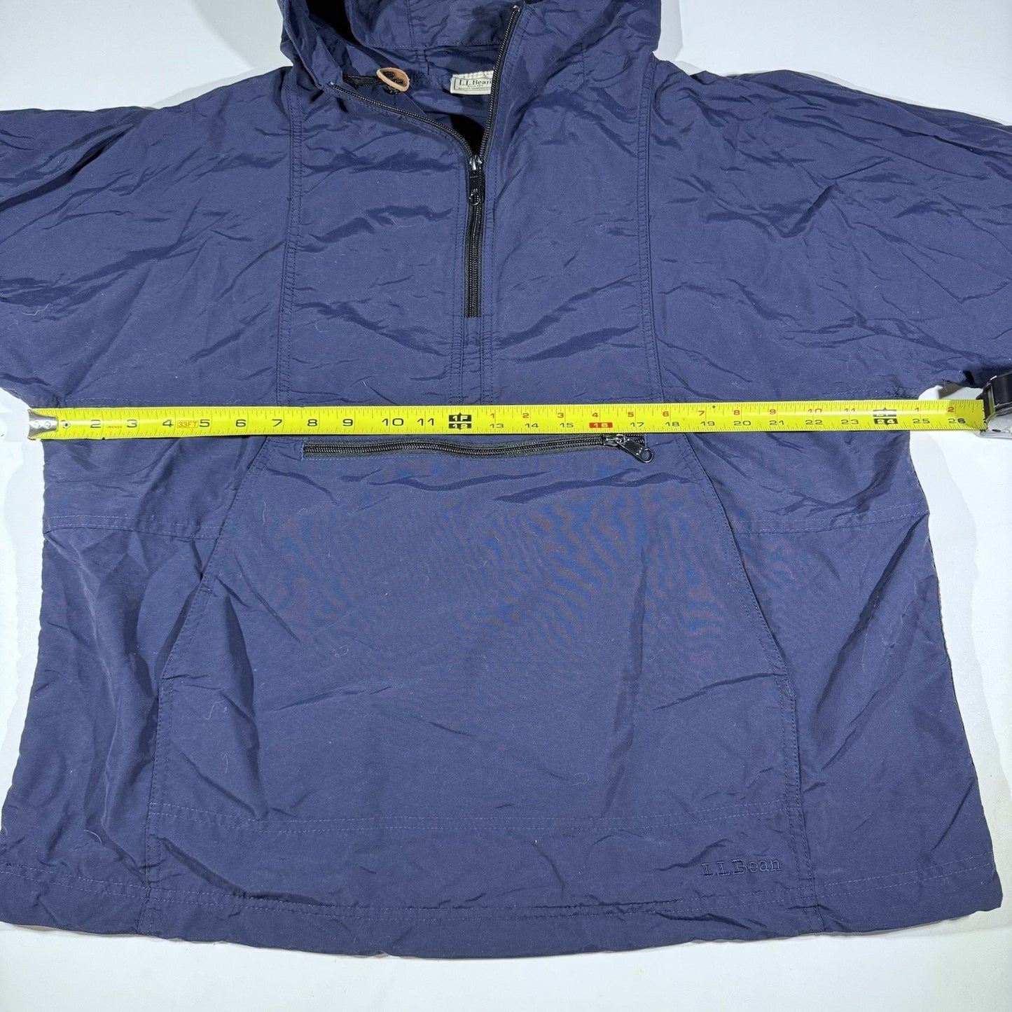 L.L.Bean Stowaway Anorak Windbreaker Jacket Blue Hooded Pullover Men’s L