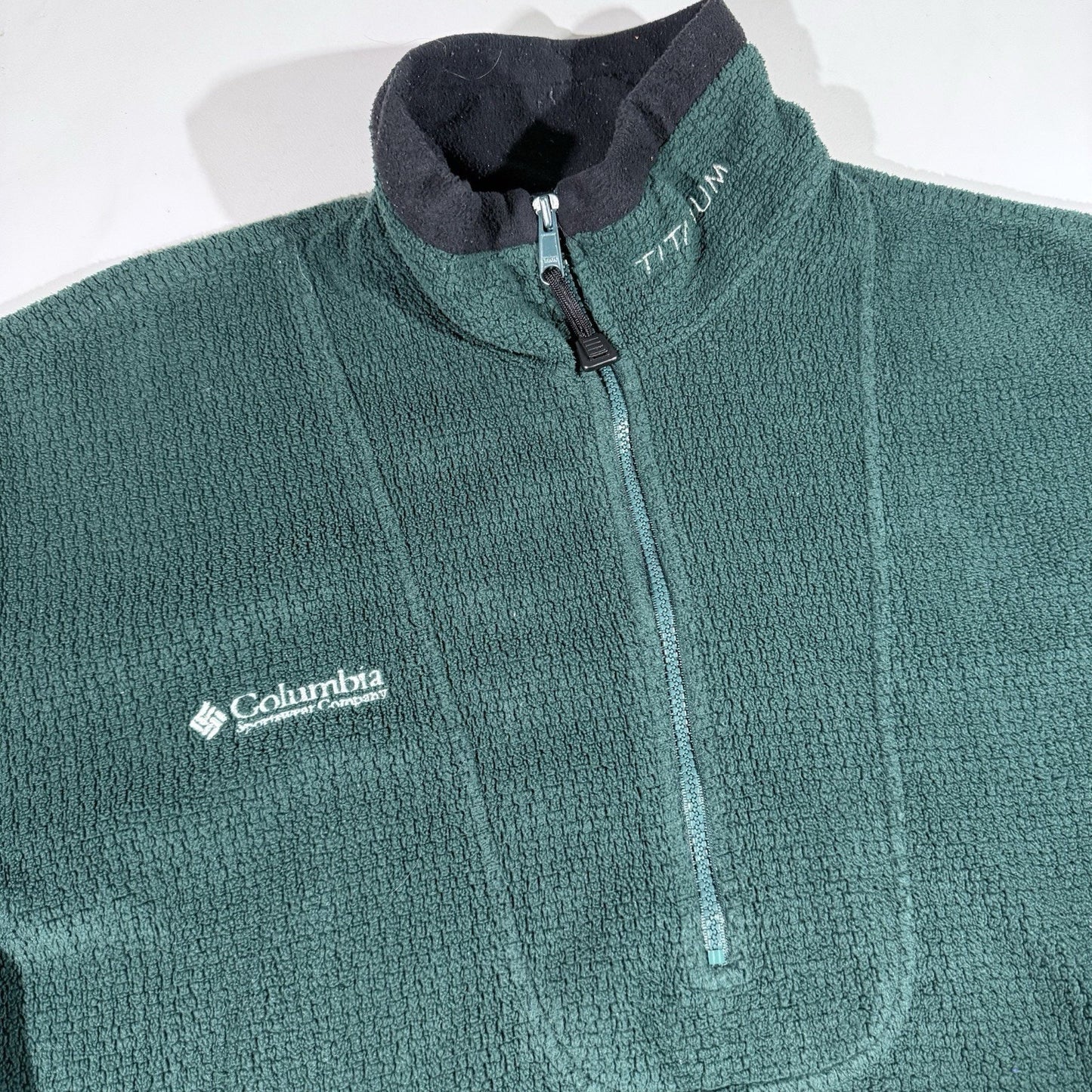 Columbia Titanium Fleece Pullover Unisex L Green Vintage 1/2 Zip Made Taiwan