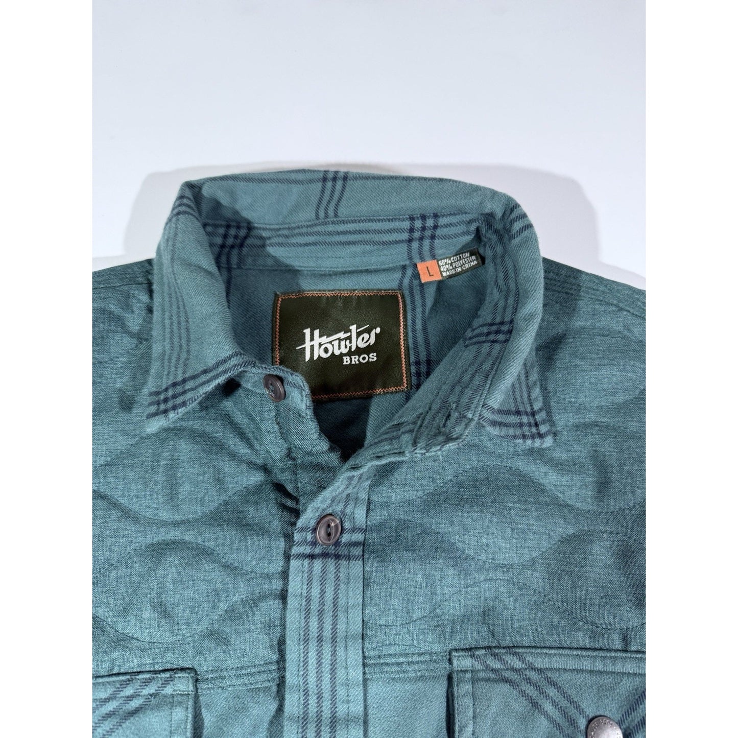 Howler Bros Quintana Flannel Shirt Jacket Quilted Plaid Shacket Teak Size Large